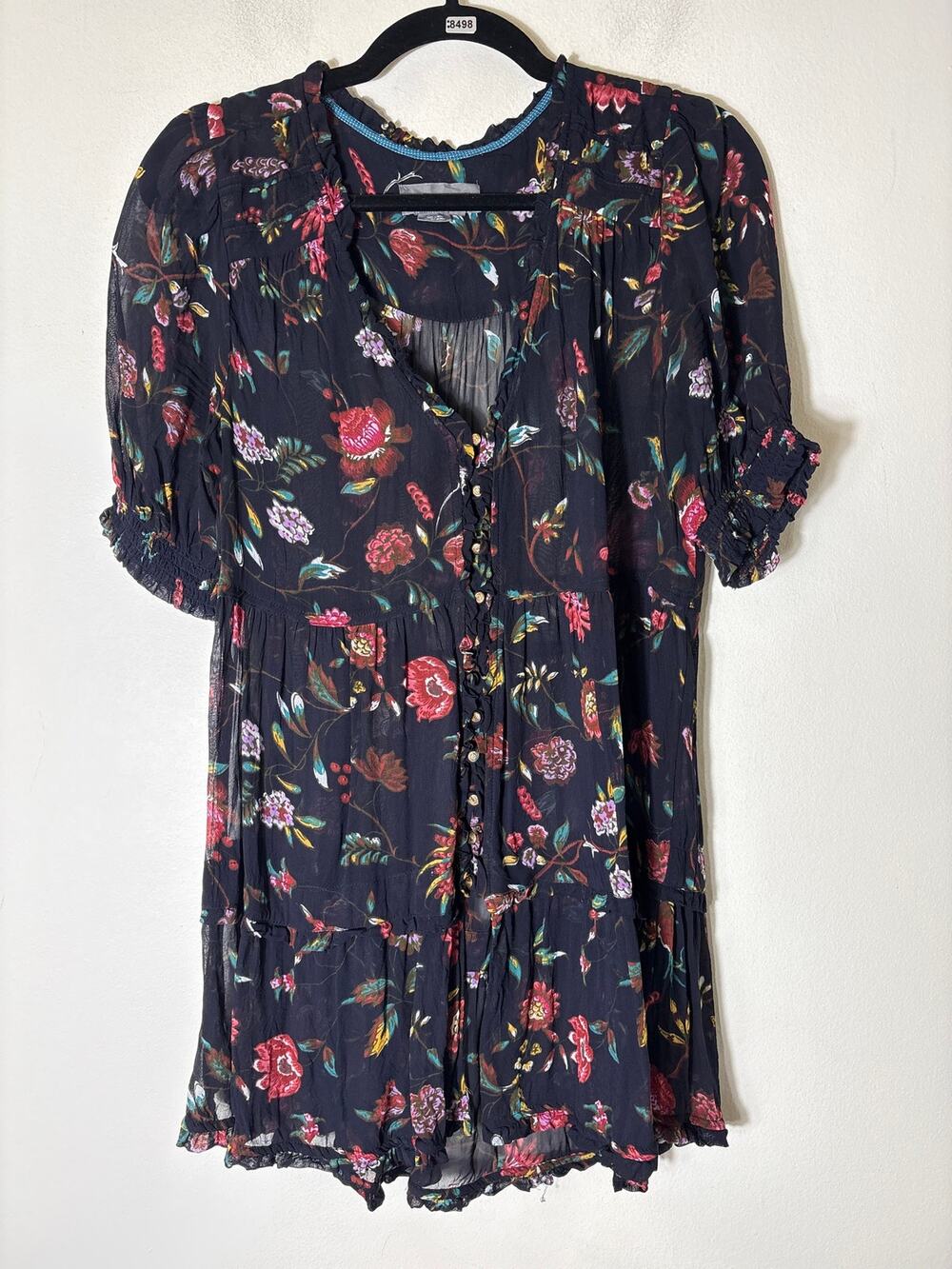 Anthropologie Navy Floral Baby Doll Dress Sz S
